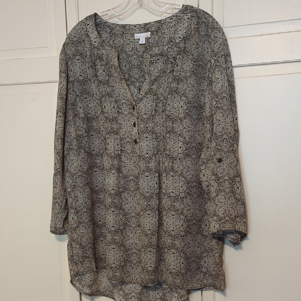 Westport Olive & Cream Patterned Blouse